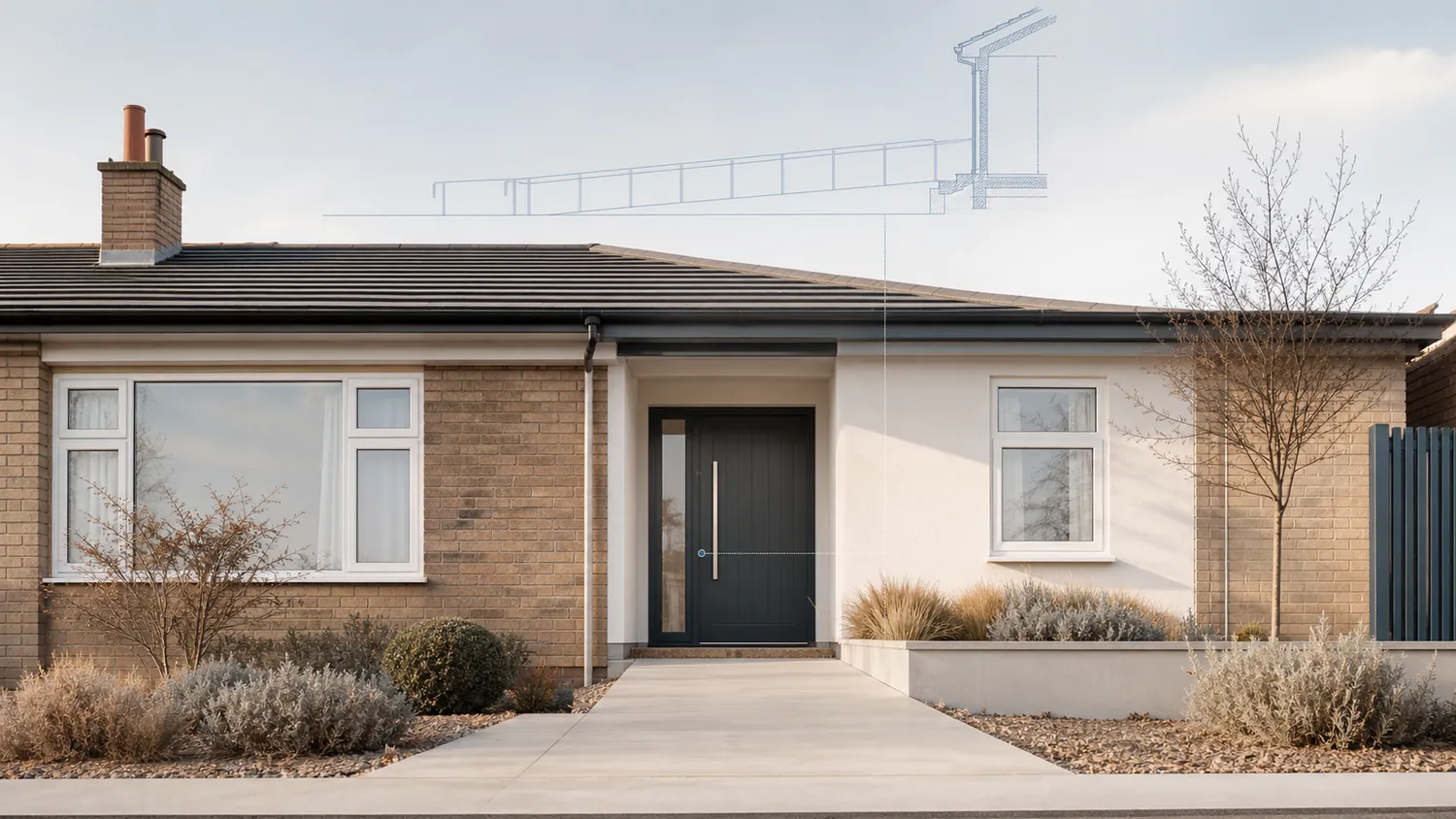 A refurbished step-free bungalow with a level path to the front door